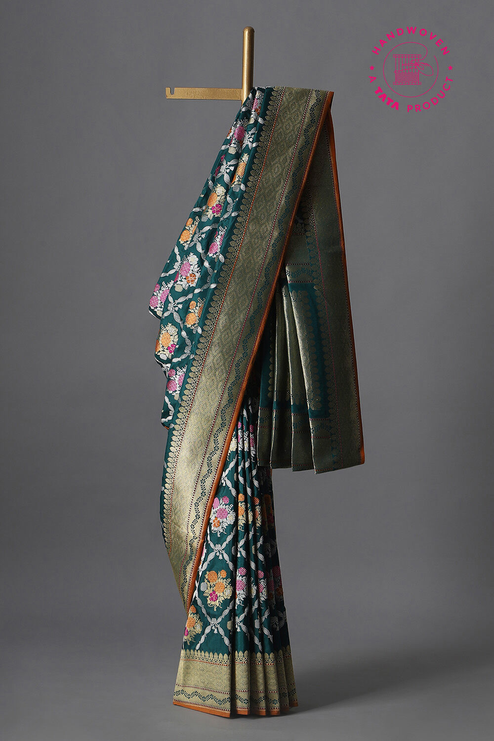 Dark Green Pure Silk Banarasi Saree image number null