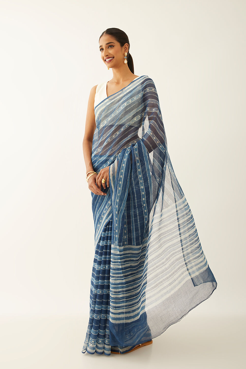 Blue Pure Kota Bagru Printed Saree image number null