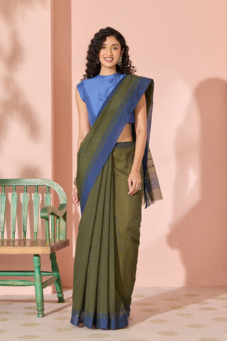 Dark Green Woven Pure Silk Cotton Chanderi Saree thumbnail image number null