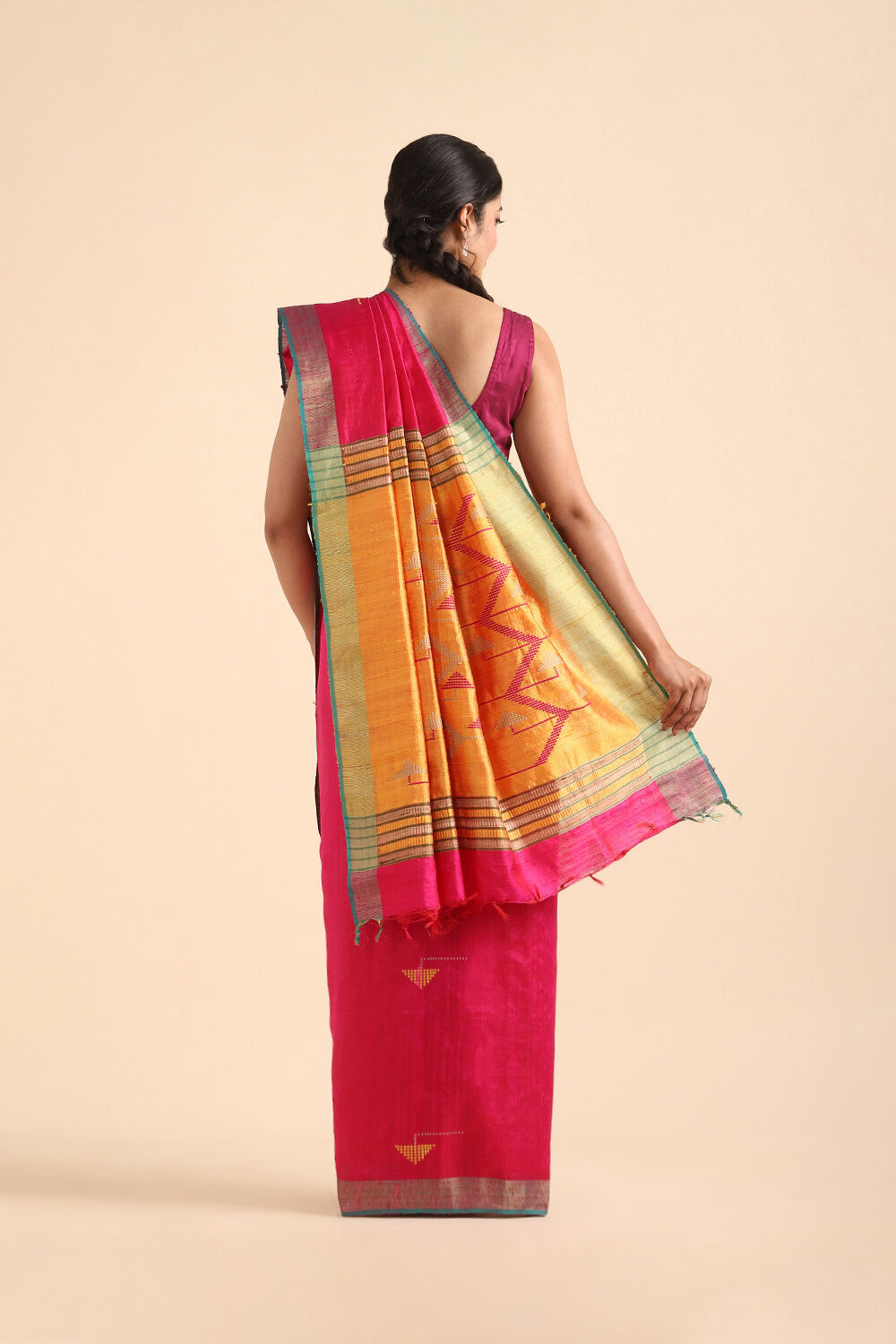 Pink Pure Tussar Silk Bhagalpuri Saree image number null