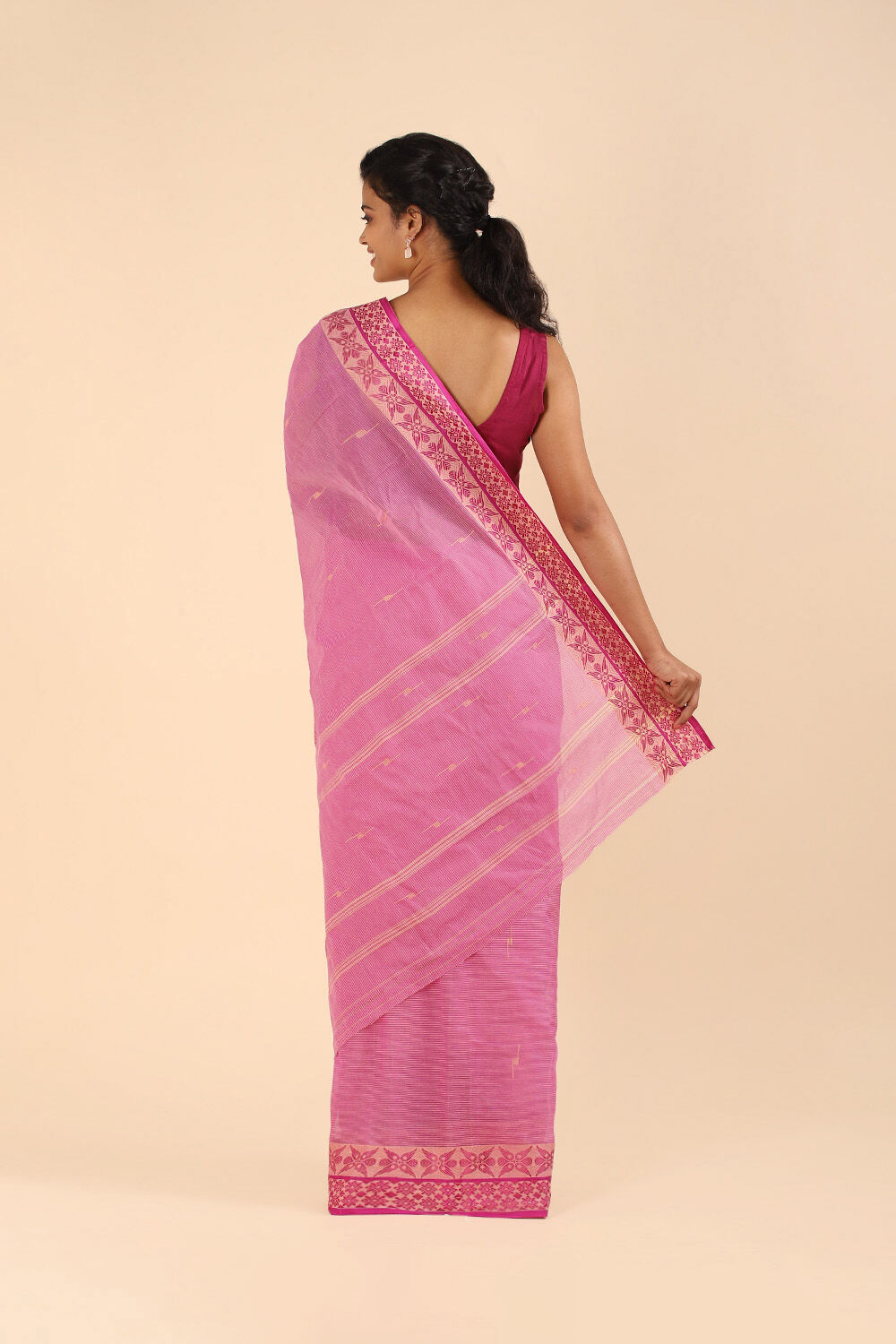 Pink Pure Cotton Bengal Saree image number null