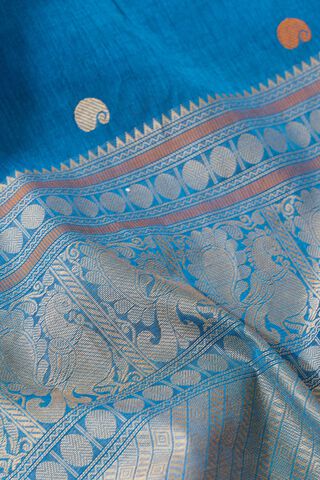Blue Woven Pure Cotton Saree thumbnail image number null