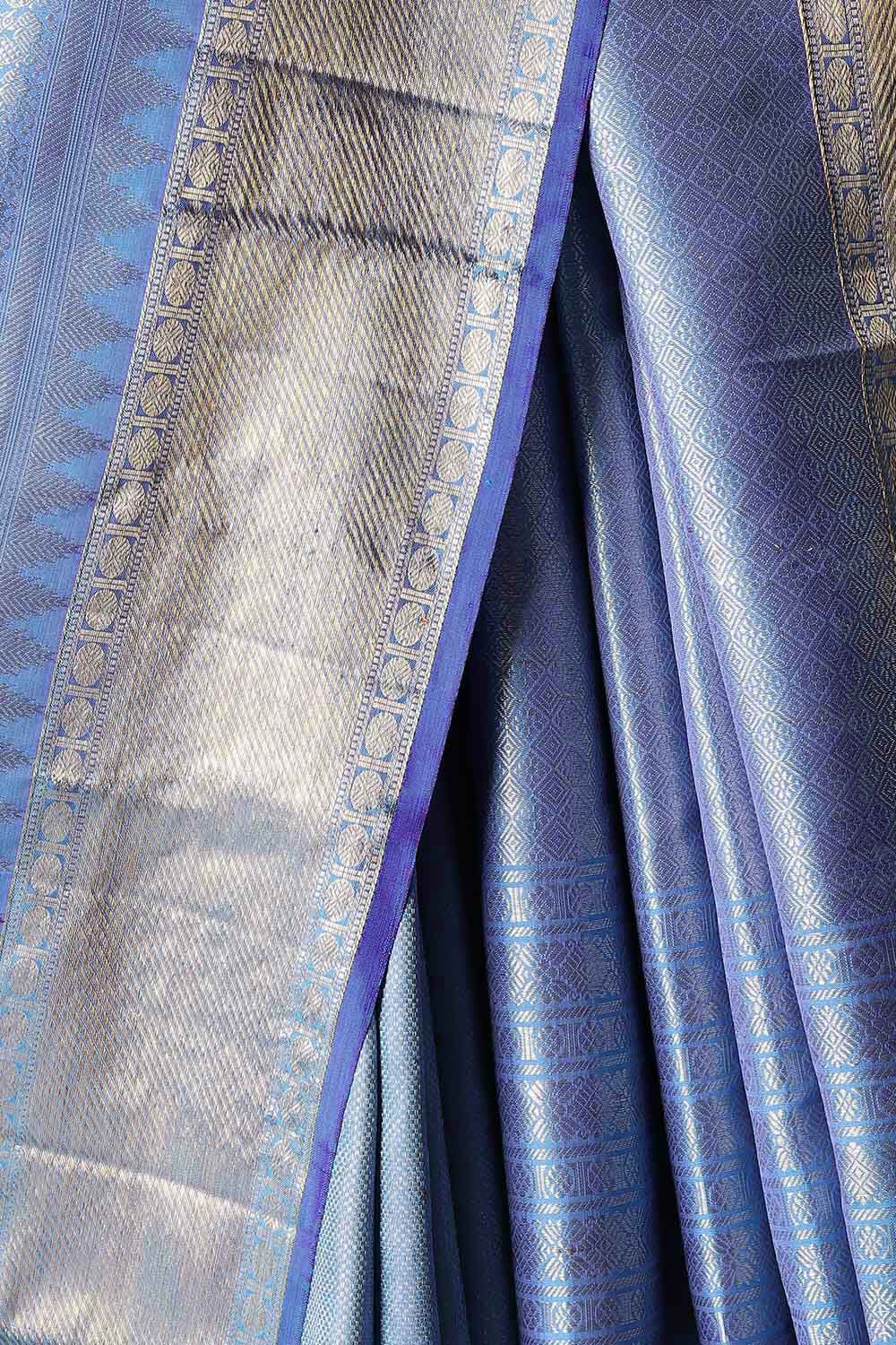 Violet Pure Silk Kanjivaram Saree image number null