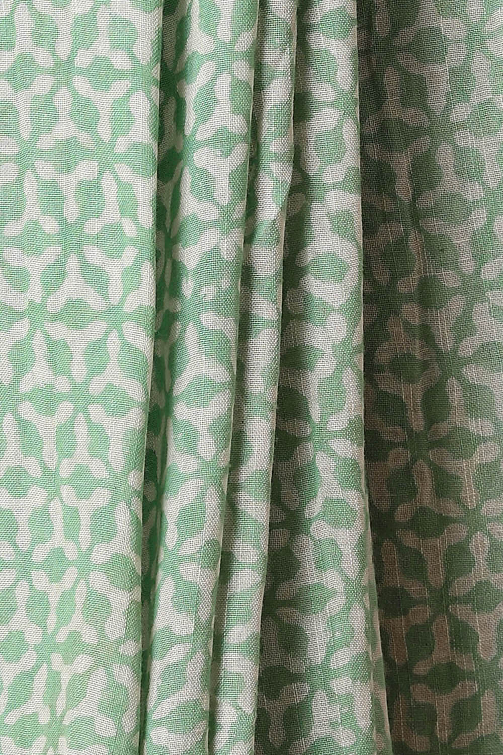Light Green Pure Cotton Linen Bagru Printed Saree image number null