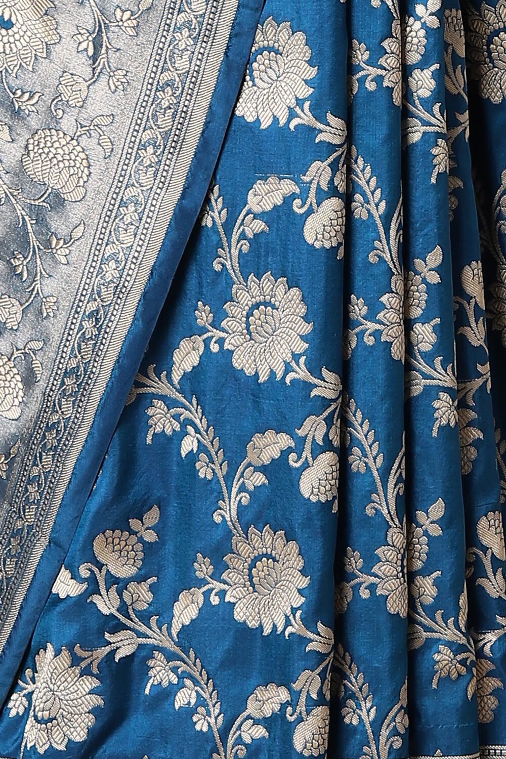 Dark Blue Pure Silk Banarasi Saree image number null