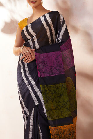 Black Pure Cotton Batik Saree thumbnail image number null