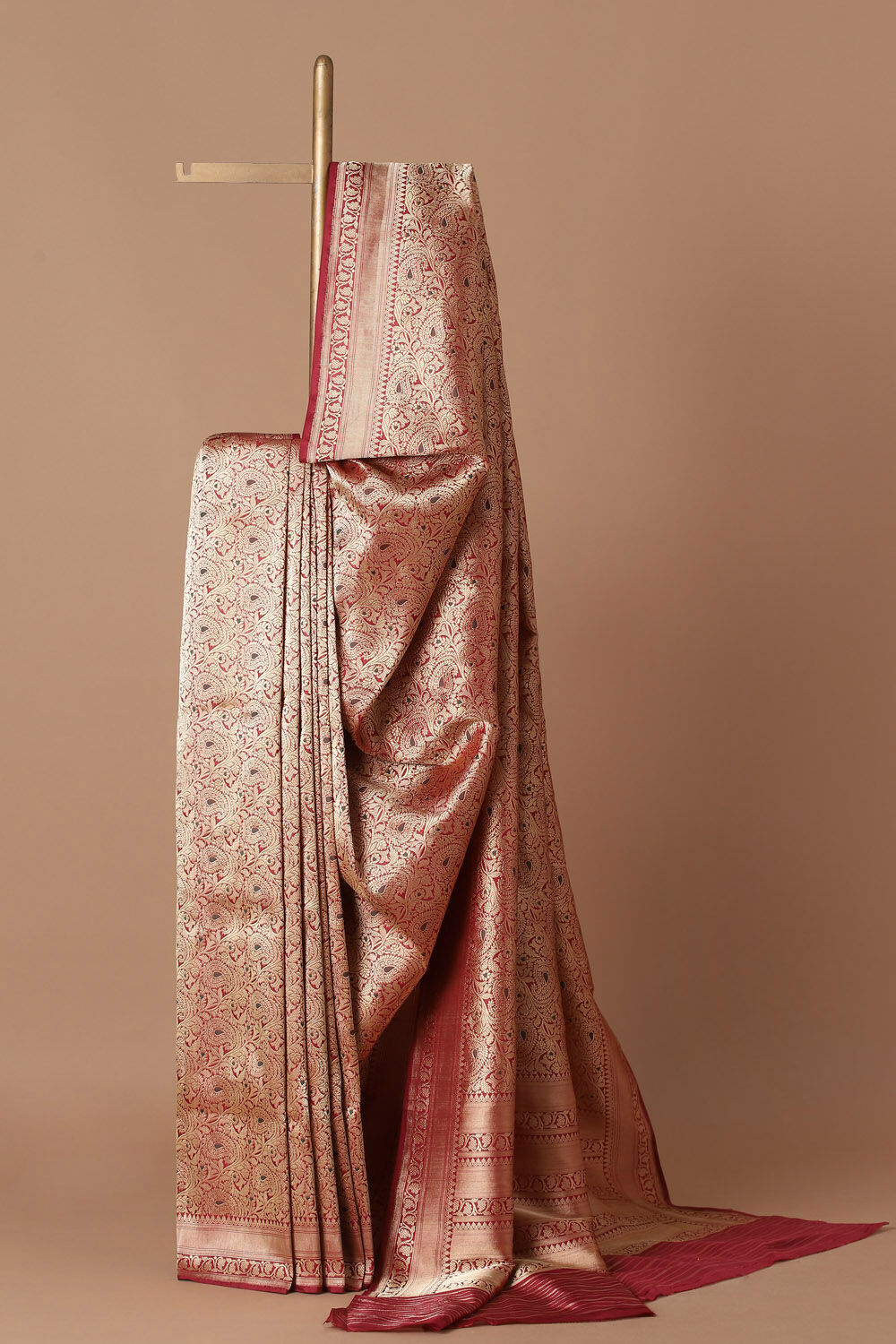 Dark Red Pure Silk Banarasi Brocade Saree image number null
