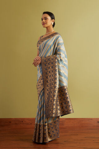 Blue Woven Viscose Luxe Saree thumbnail image number null