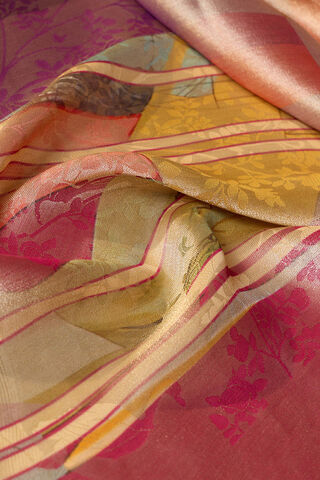 Pink Printed Viscose Tissue Saree thumbnail image number null