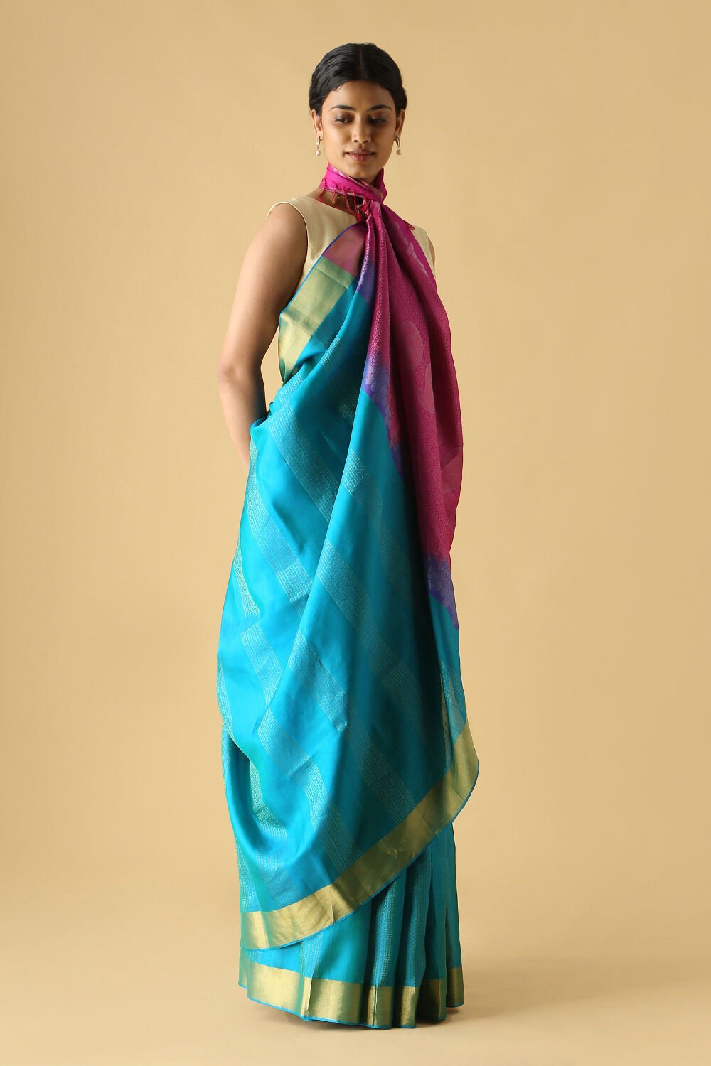 Dark Blue Pure Silk South Saree image number null