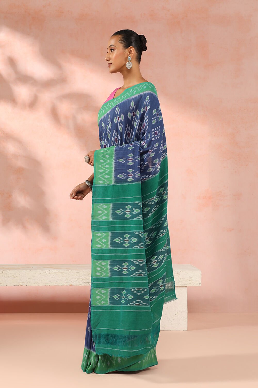 Purple Pure Cotton Pochampalli Ikat Saree image number null