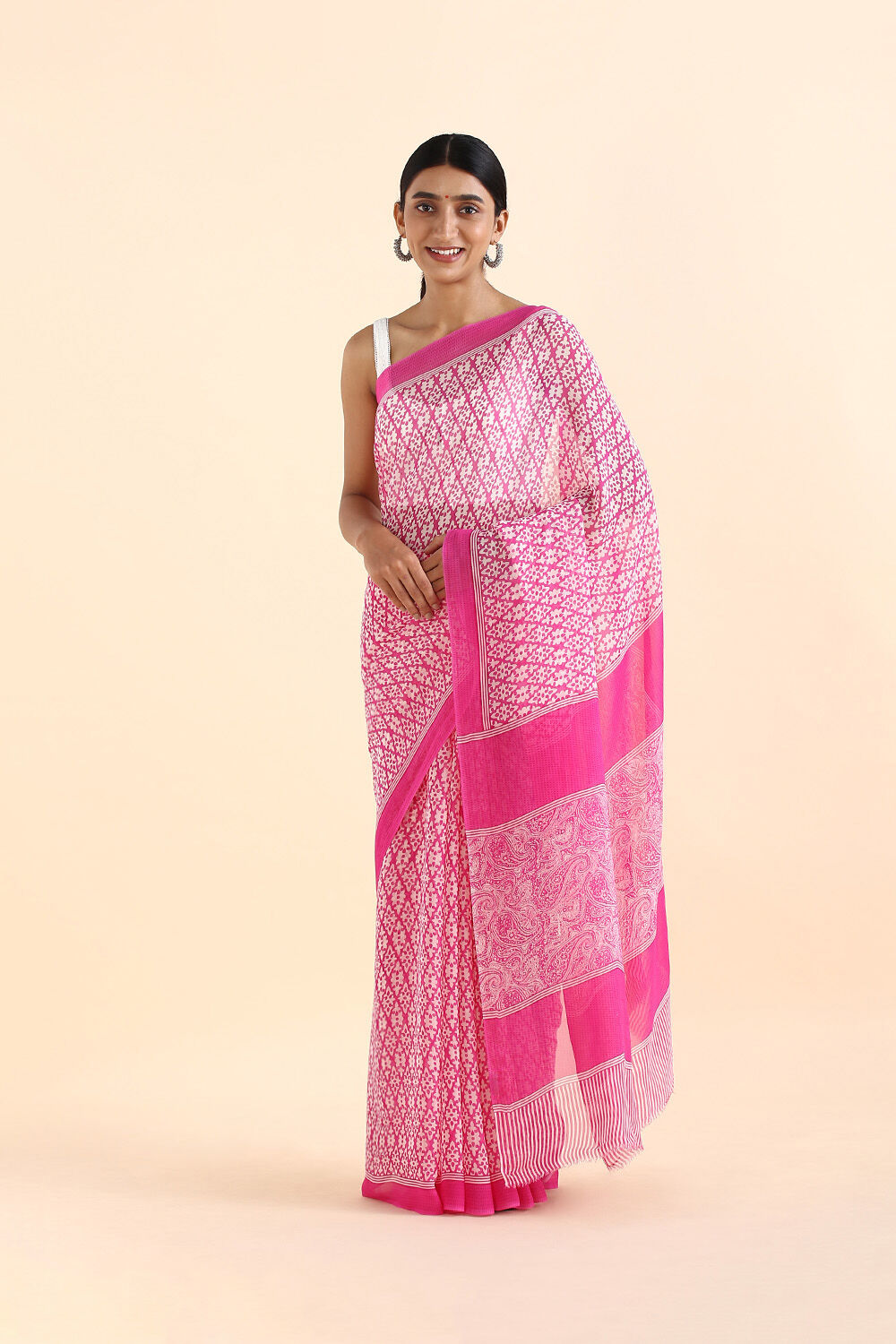 Pink Viscose Georgette Printed Saree image number null