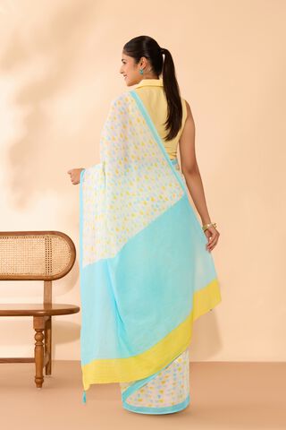 Off White Screen Printed Bengal Mulmul Saree thumbnail image number null