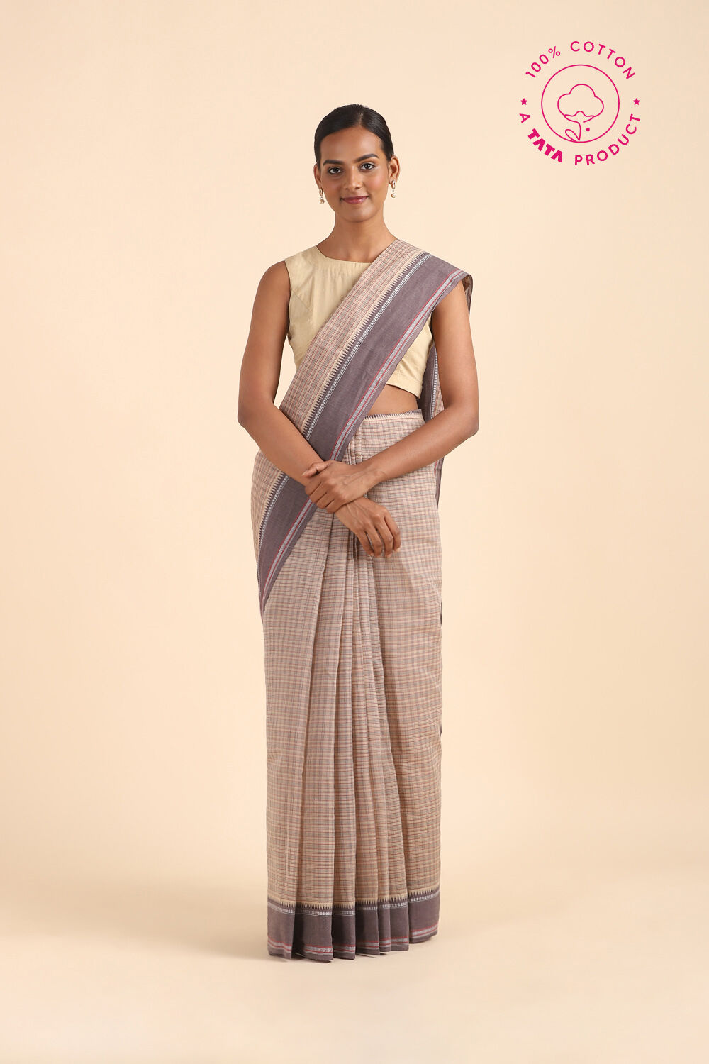 Beige Pure Cotton Naranyanpet Saree image number null