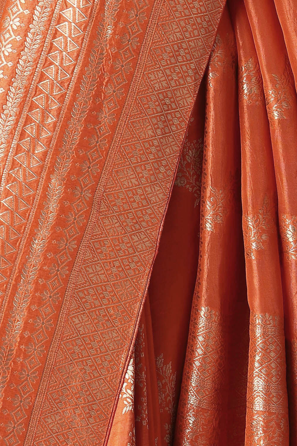 Sunrise Orange Pure Luxe Vegan Saree image number null