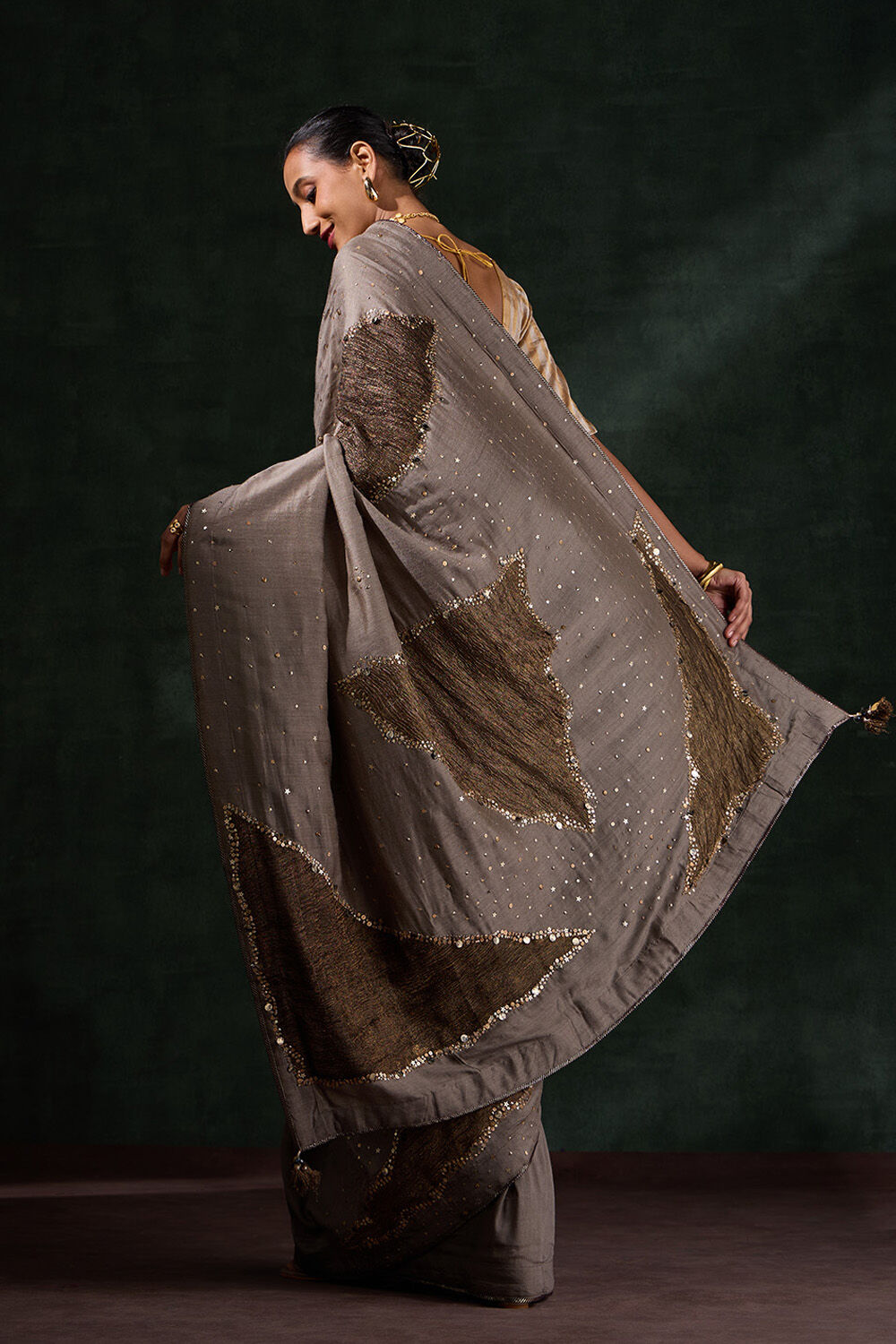 Grey Pure Silk Embroidered Saree image number null