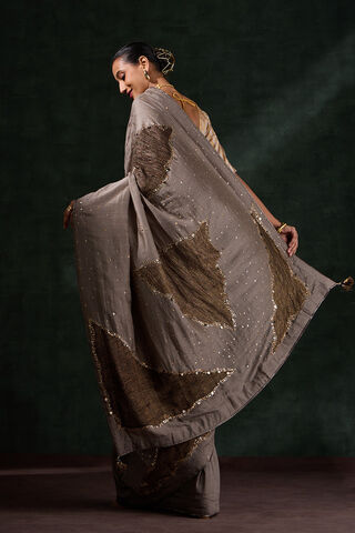 Grey Pure Silk Embroidered Saree thumbnail image number null