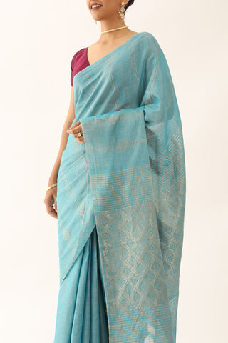 Light Blue Chattisgarh Pure Silk Tissue Woven Saree thumbnail image number null