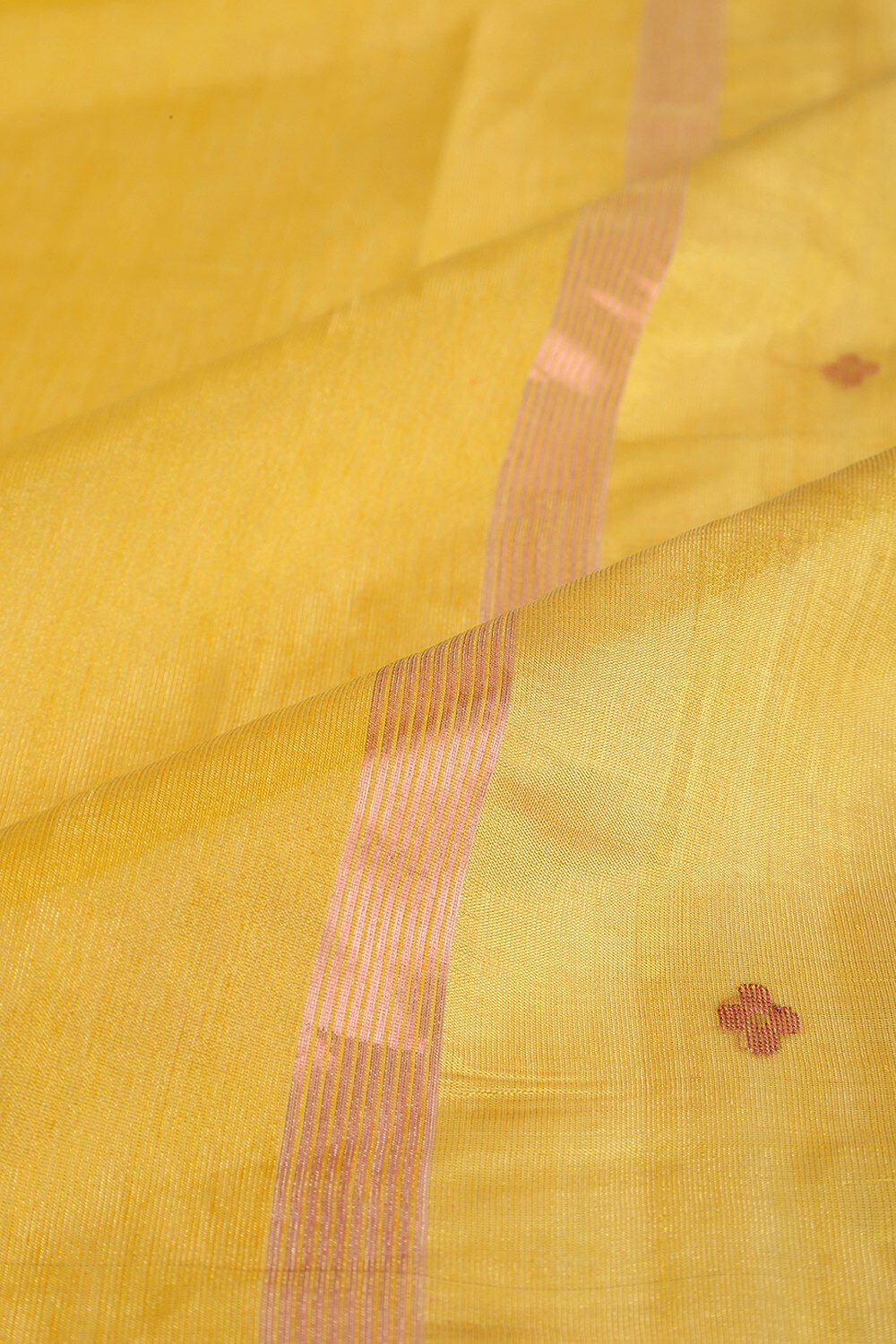 Dark Yellow Woven Pure Tissue Cotton Chanderi Saree image number null