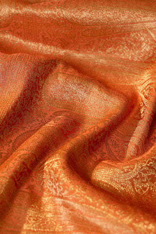 Orange   Woven Viscose Tissue Saree thumbnail image number null