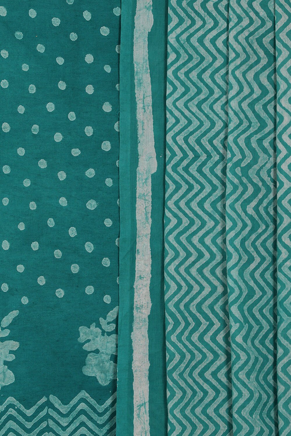 Green Pure Cotton Linen Dabu Block Printed Unstitched Suit Set image number null