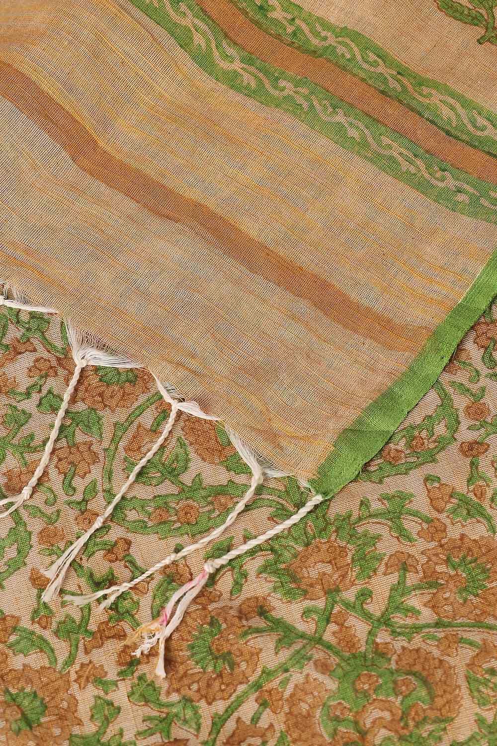 Brown Pure Cotton Printed Saree image number null