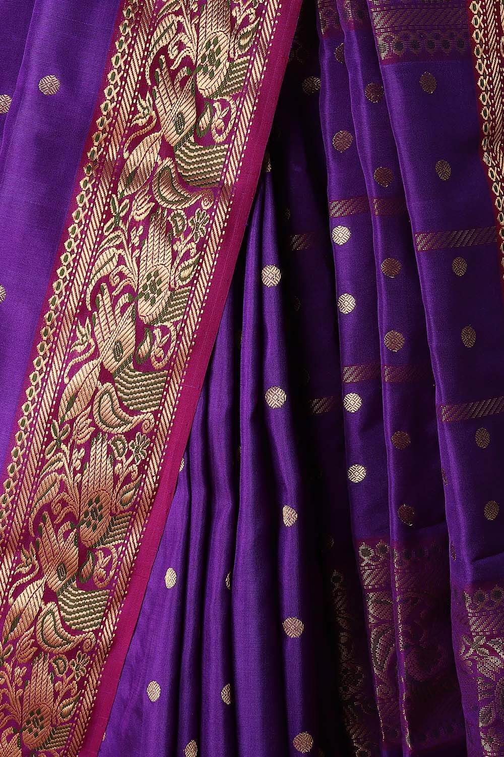 Purple Pure Silk Chanderi Saree image number null