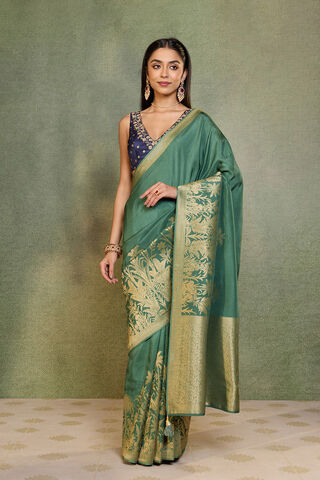 Dark Green Woven Pure Viscose Saree thumbnail image number null