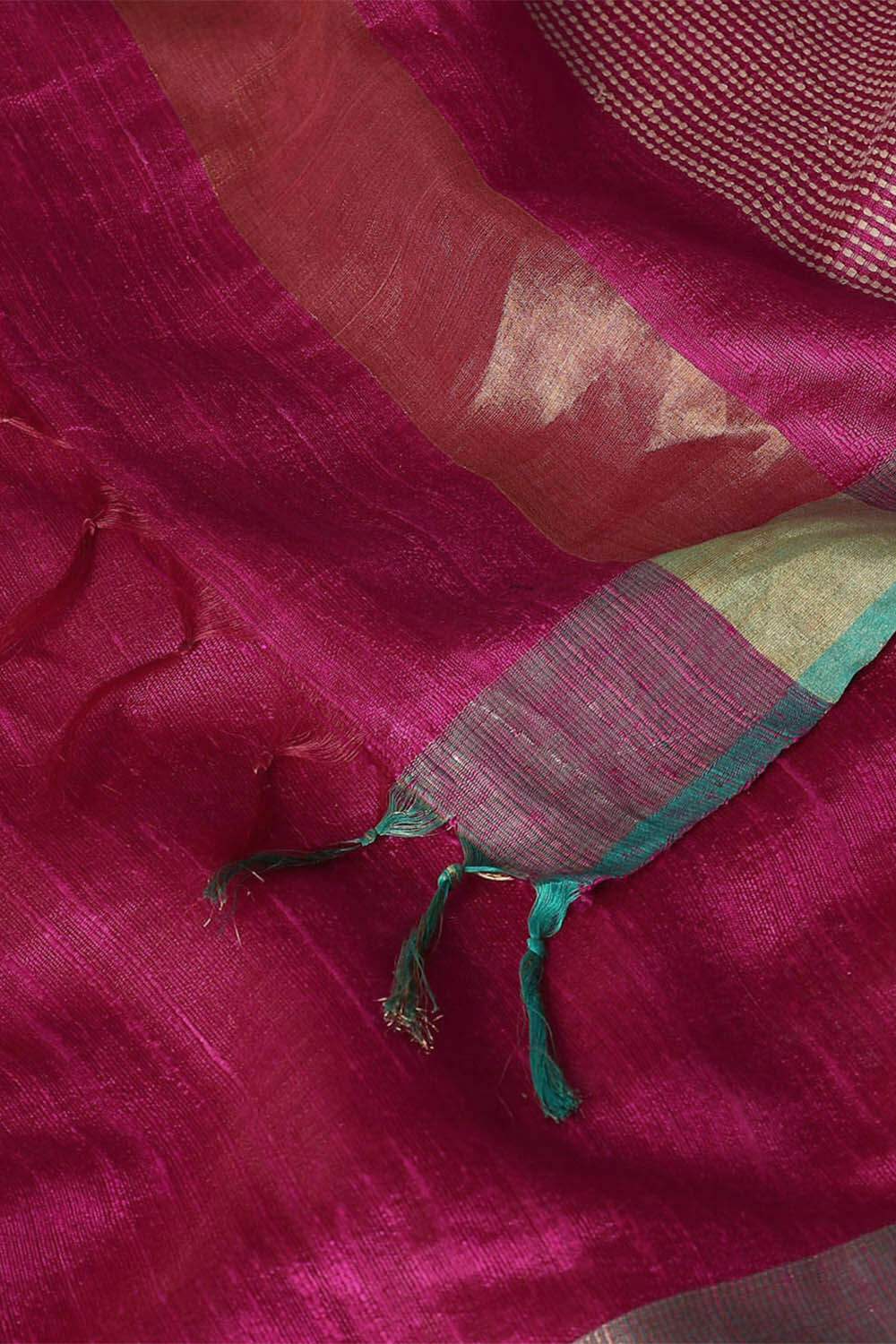 Dark Pink Pure Tussar Silk Bhagalpuri Saree image number null
