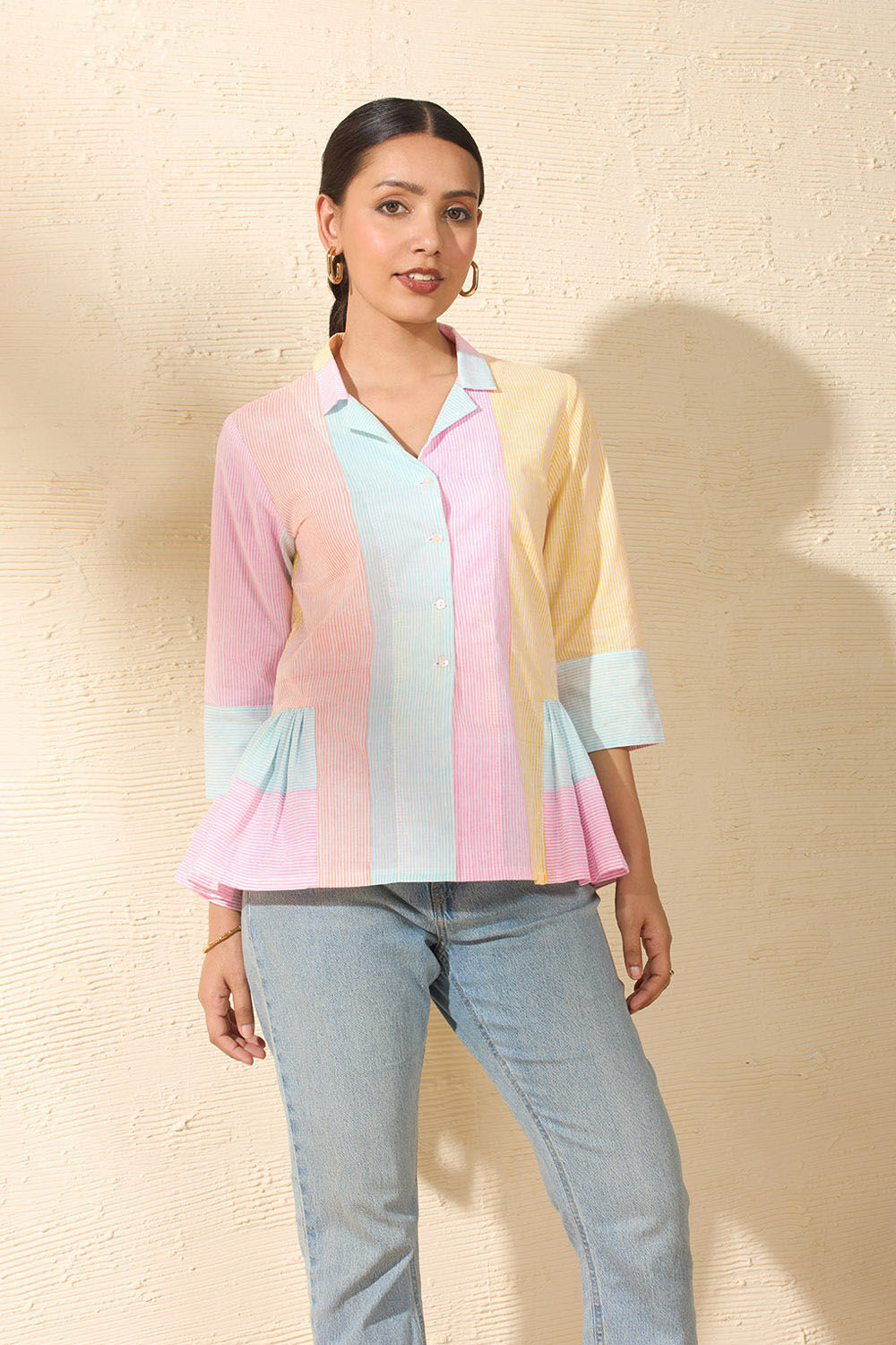 MultiColoured Pure Cotton Printed Sanganeri Short Top image number null