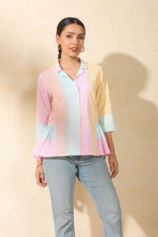 MultiColoured Pure Cotton Printed Sanganeri Short Top thumbnail image number null