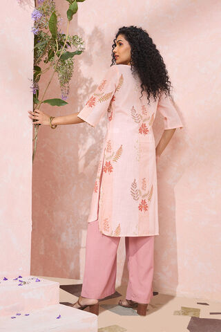 Light Pink Block Printed Pure Cotton Kurta thumbnail image number null
