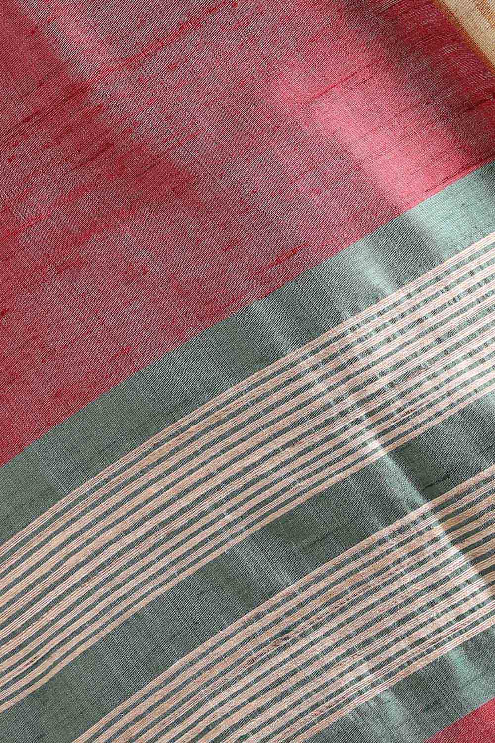 Green Pure Tussar Silk Bhagalpuri Saree image number null