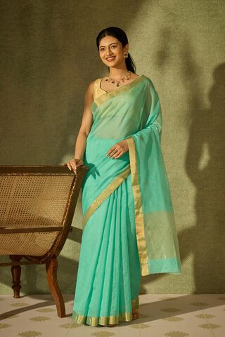 Light Green Woven Pure Silk Cotton Chanderi Saree thumbnail image number null