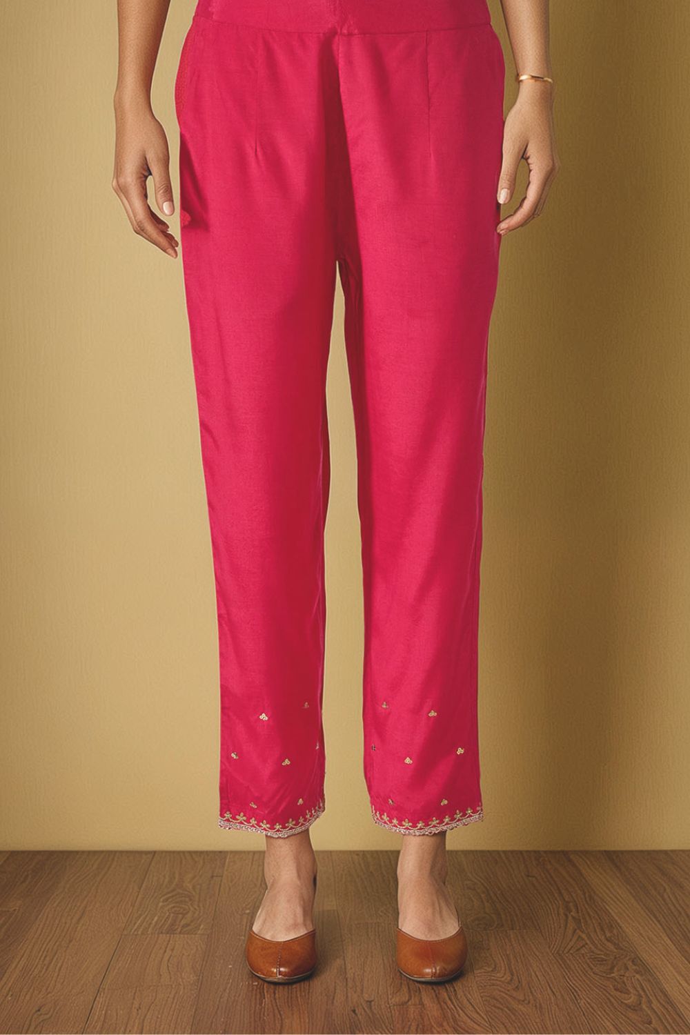 Pink Viscose Aari Trouser image number null