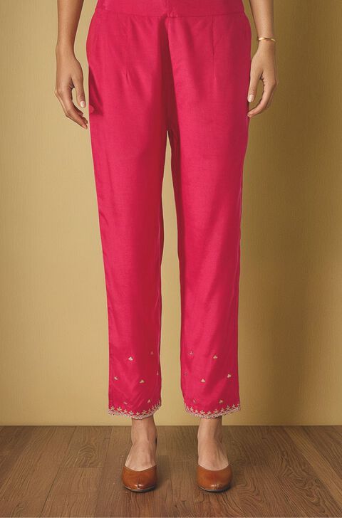 Pink Viscose Aari Trouser
