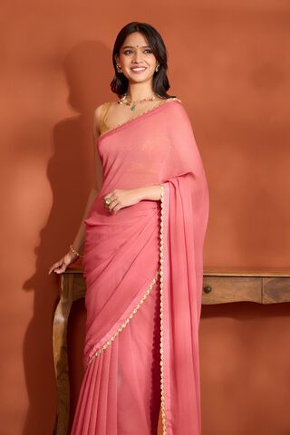 Red Viscose Chiffon Bengal Woven Saree thumbnail image number null