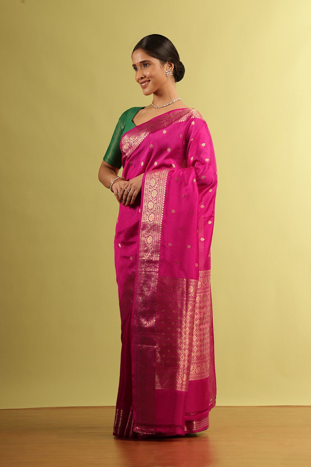 Dark Pink Silk Viscose Woven Saree image number null