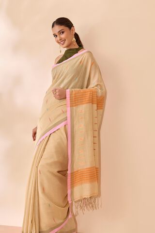 Beige Bengal Pure Cotton Jamdani Saree