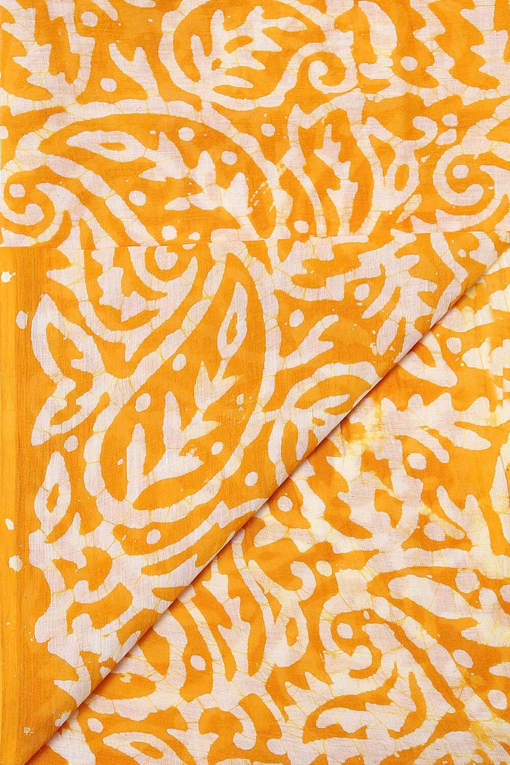 Yellow Pure Cotton Batik Saree image number null