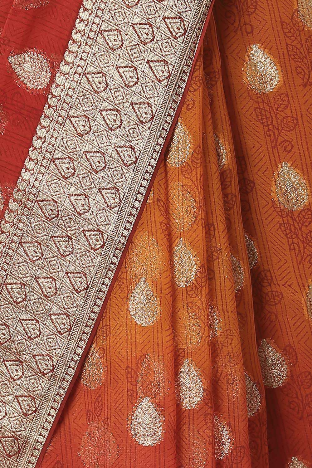 Orange Viscose Georgette Banarasi Saree image number null