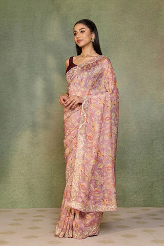 Light Violet Embroidered Pure Viscose Saree thumbnail image number null