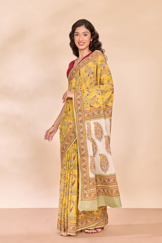 Yellow Rajasthan Pure Cotton Printed Sanganeri Saree thumbnail image number null