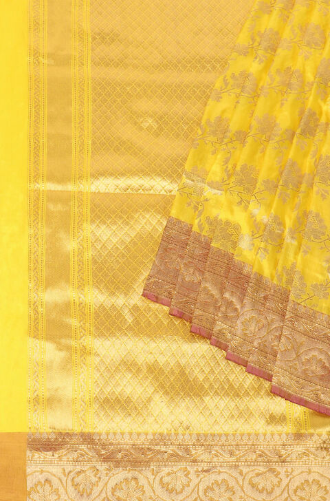 Light Yellow Pure Silk Banarasi Saree