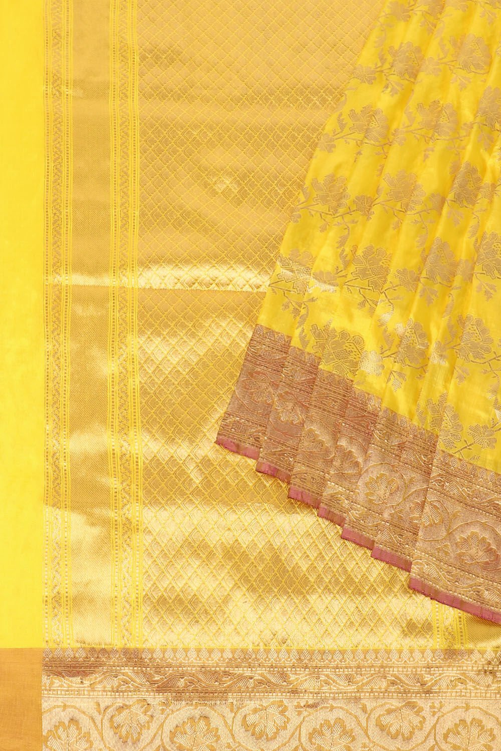 Light Yellow Pure Silk Banarasi Saree image number null