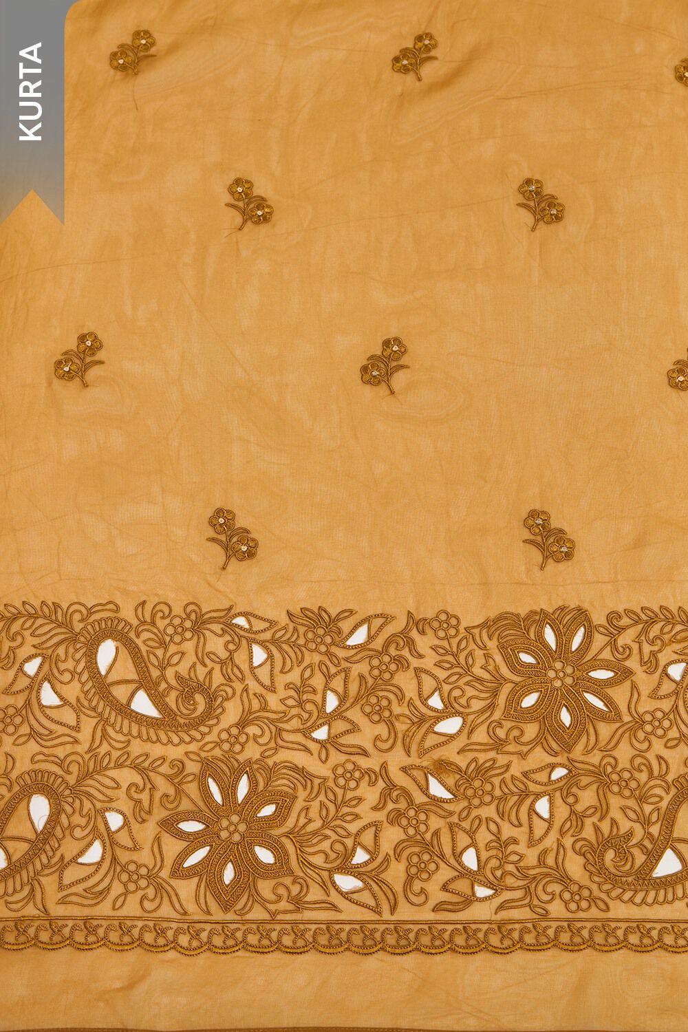 Dark Yellow Viscose Embroidered Unstitched Suit Set image number null