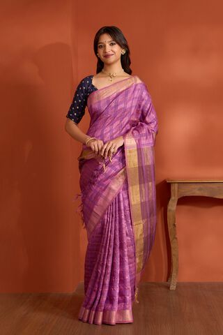Purple Pure Tussar Silk Bhagalpur Woven Saree thumbnail image number null
