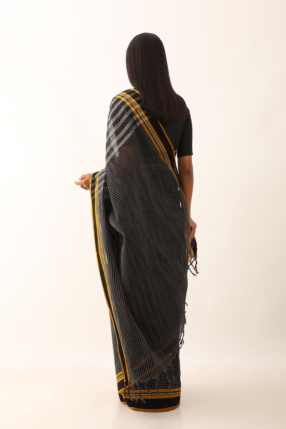 Black Pure Cotton Woven Narayanpet Saree image number null