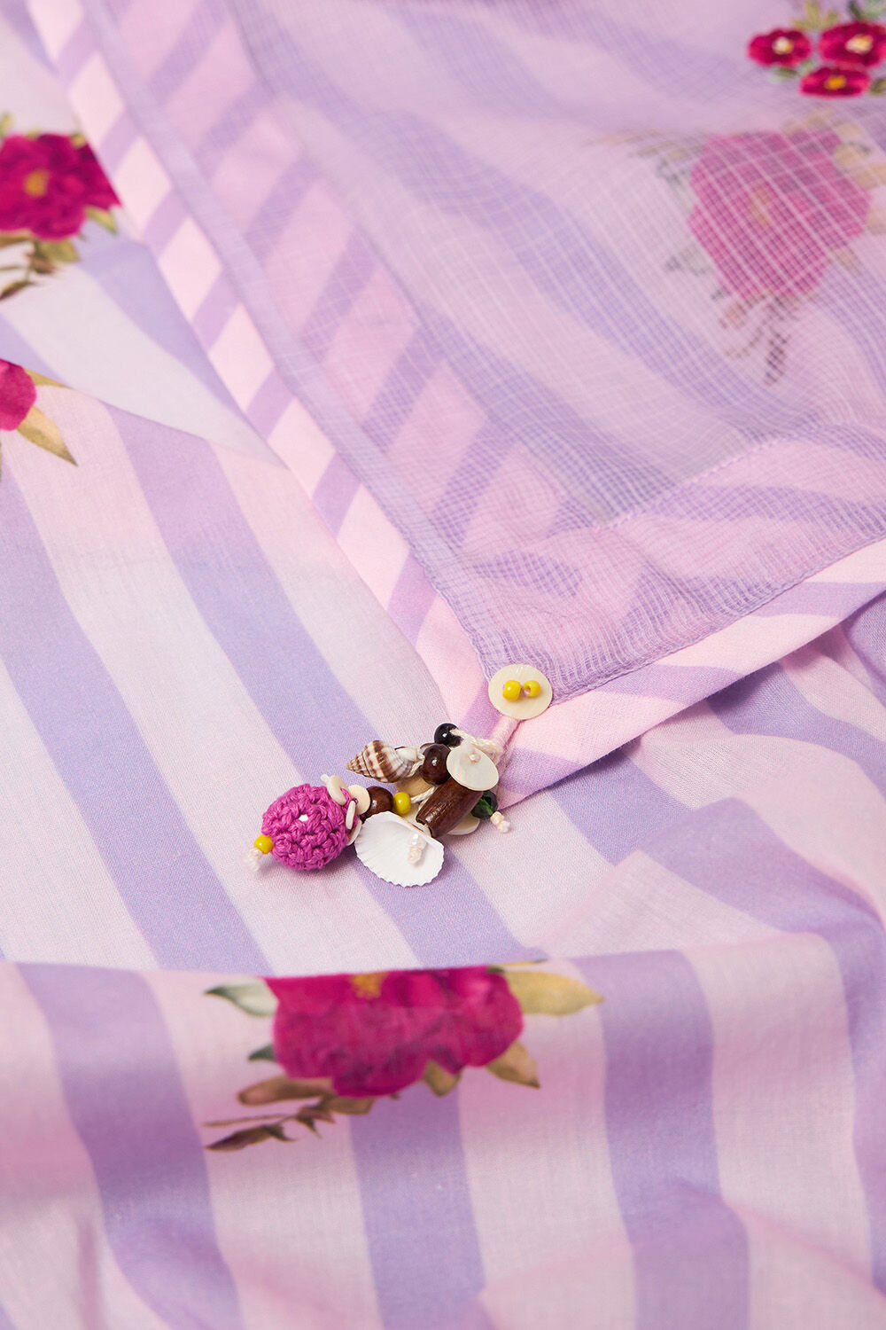 Violet Pure Kota Embroidered Saree image number null