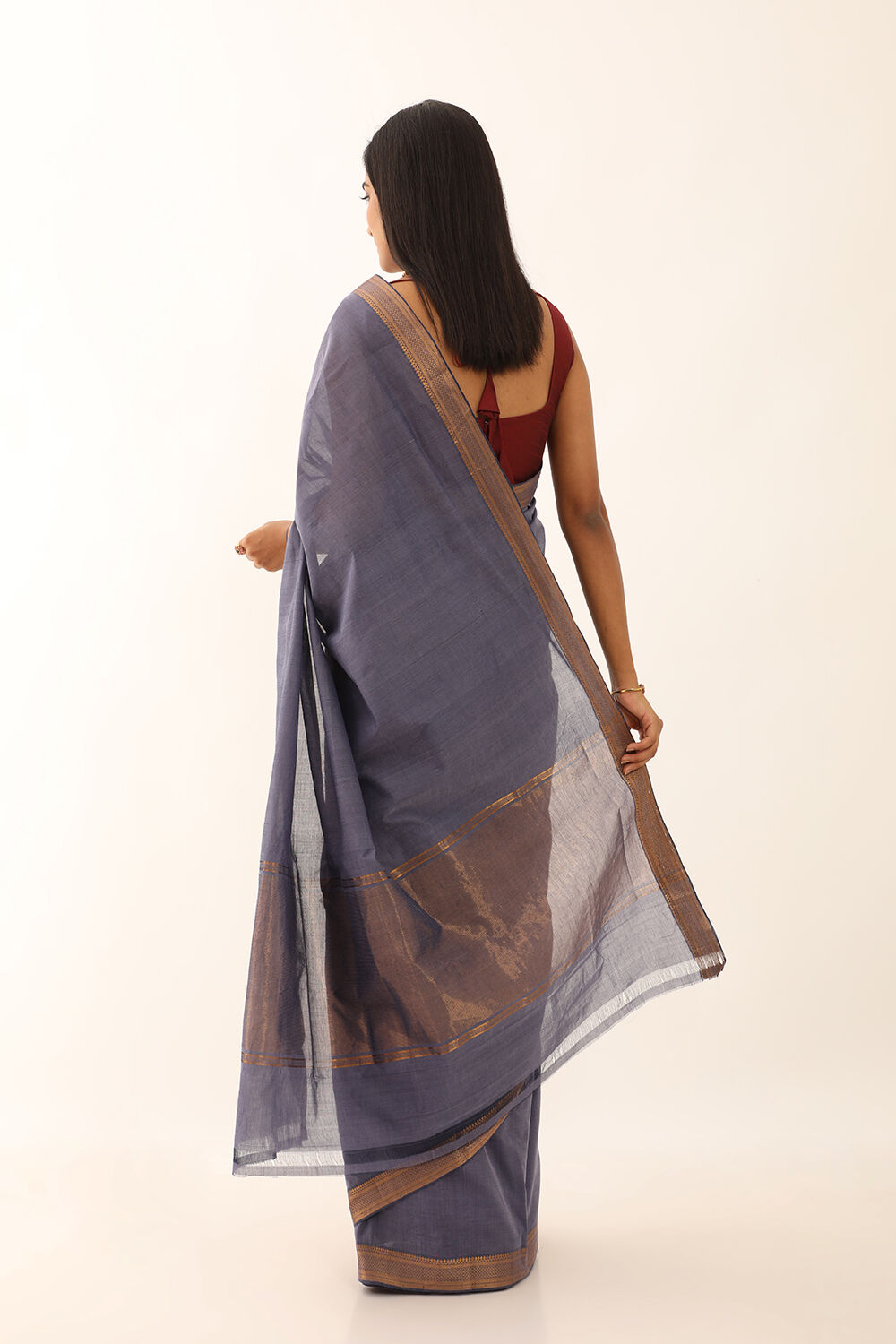 Violet Pure Cotton Woven Mangalgiri Saree image number null